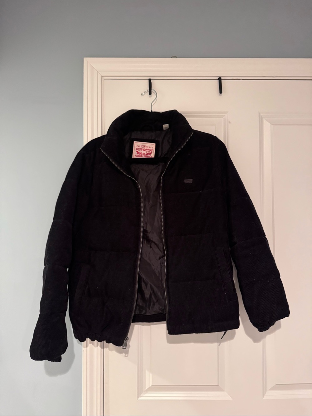 Men's Black Corduroy Puffer Jacket